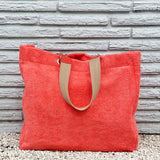 Solid Terry Plastic Lined Tote