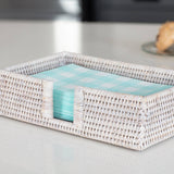 Rattan Guest Towel Holder with Cutout – Napkin Tray