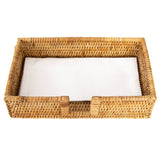 Rattan Guest Towel Holder with Cutout – Napkin Tray