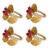 Forest Walk Holly with Berries Napkin Ring Set