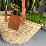 French Market  Basket with Leather Closure and Gold Studs