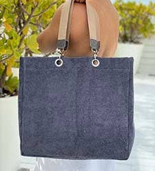 Solid Terry Plastic Lined Tote