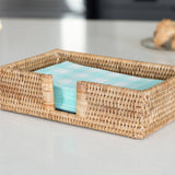 Rattan Guest Towel Holder with Cutout – Napkin Tray