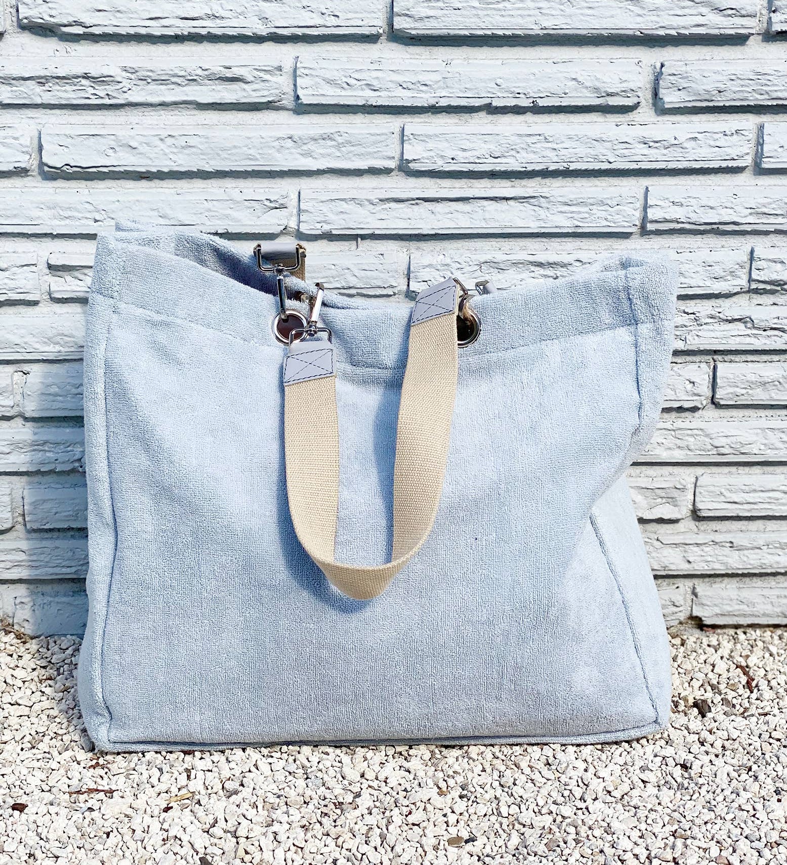 Solid Terry Plastic Lined Tote
