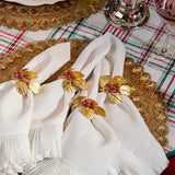 Forest Walk Holly with Berries Napkin Ring Set