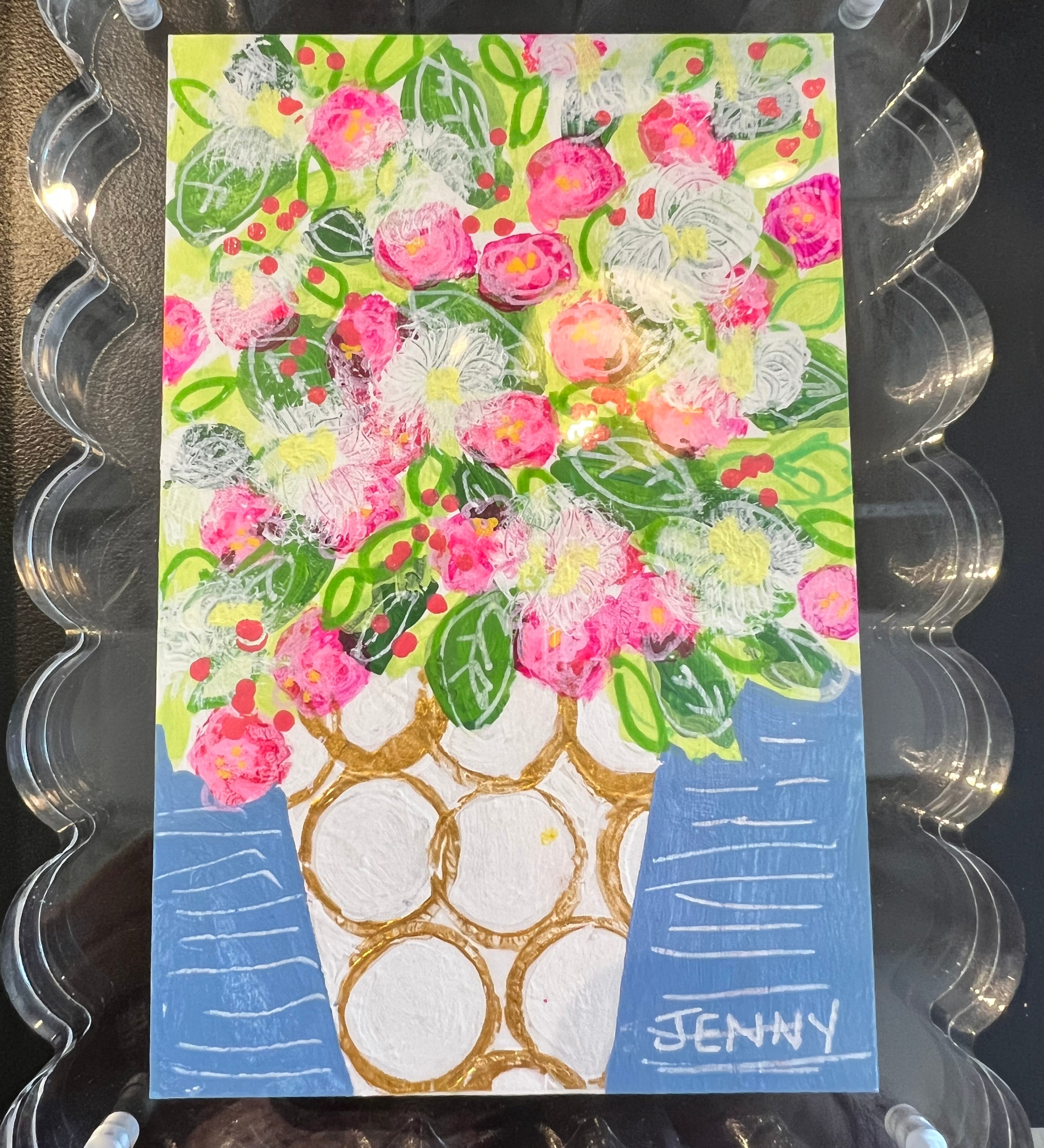 Florals in Scalloped Acrylic