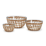ISLAND CHIC GLASS BOWLS WITH HAND-WOVEN LATTICE