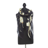 Heron Print Black Scarf