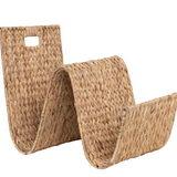 Hand-Woven Water Hyacinth & Metal Tray/Magazine Holder