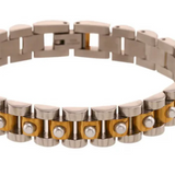Two Toned Pearl Wristwatch Chain Bracelet