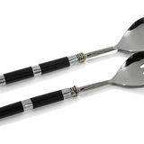 Brawn Salad Server Set with Black Horn Handles