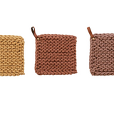 Crochet Pot Holder w/ Leather Loop