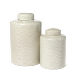 Covered Jar With Basketweave