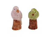 Hand-Painted Stoneware Parrot Shaped Salt & Pepper Shakers