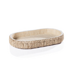 Oval Raffia Tray w/ Leather Trim