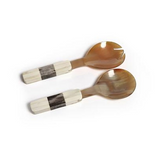 Variegated Horn w/ Bone Etched Salad Servers