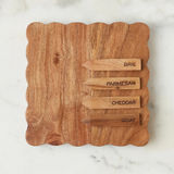 Square Scalloped Cheese Board with Cheese Markers