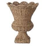 Hand-Woven Rattan Scalloped Urn