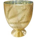 Etched Mercury Glass Footed Vase