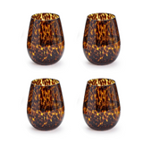 Tortoise Print Stemless Wine Glass Set