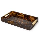 Tortoise Swirl Rectangle Tray w/ Gold Accent Handles