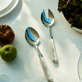 Wave Salad Servers - Cappuccino and White