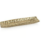 Braided Rectangular Glass Tray- Gold, 12.25" x 3.5