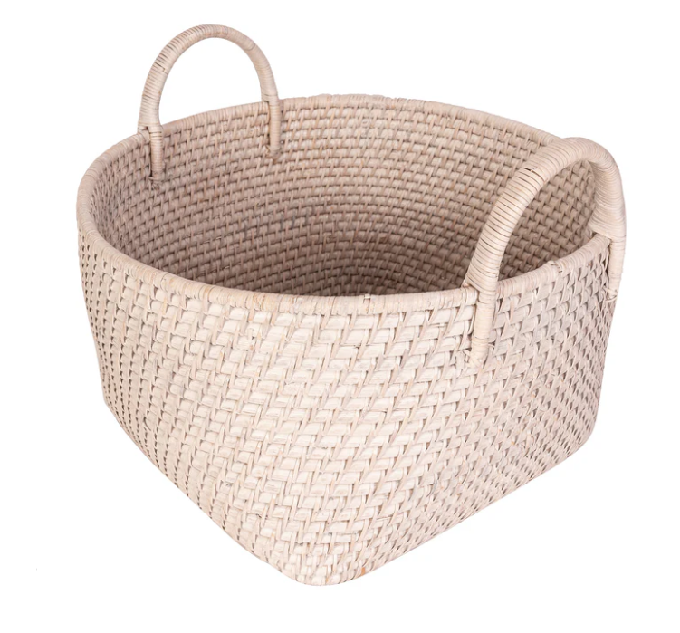 Saboga Home Round Basket w/ Hoop Handles