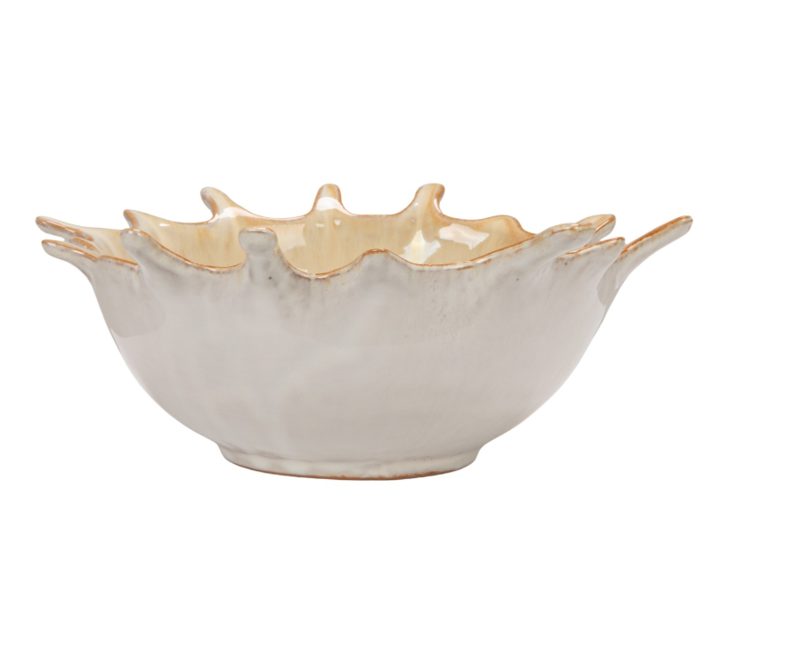 Stoneware Sunburst Serving Bowl with Glaze