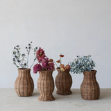 Rattan Vase w/ Removable Glass