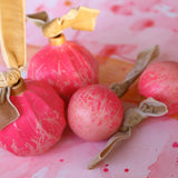 Pink Champagne Moss Painted Ornament | Hand painted