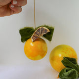 Lemon Moss and Peel Painted Ornament