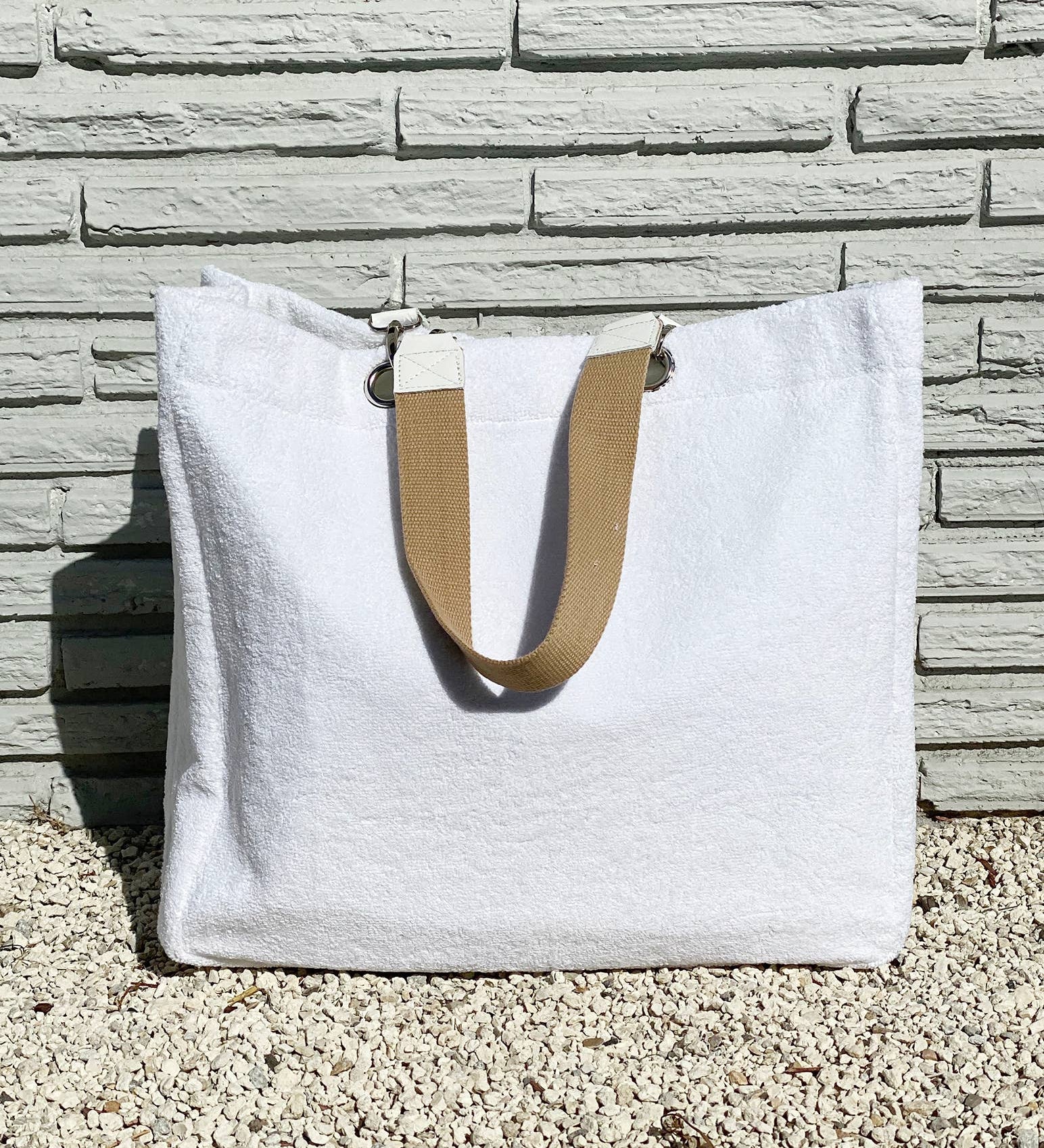 Solid Terry Plastic Lined Tote
