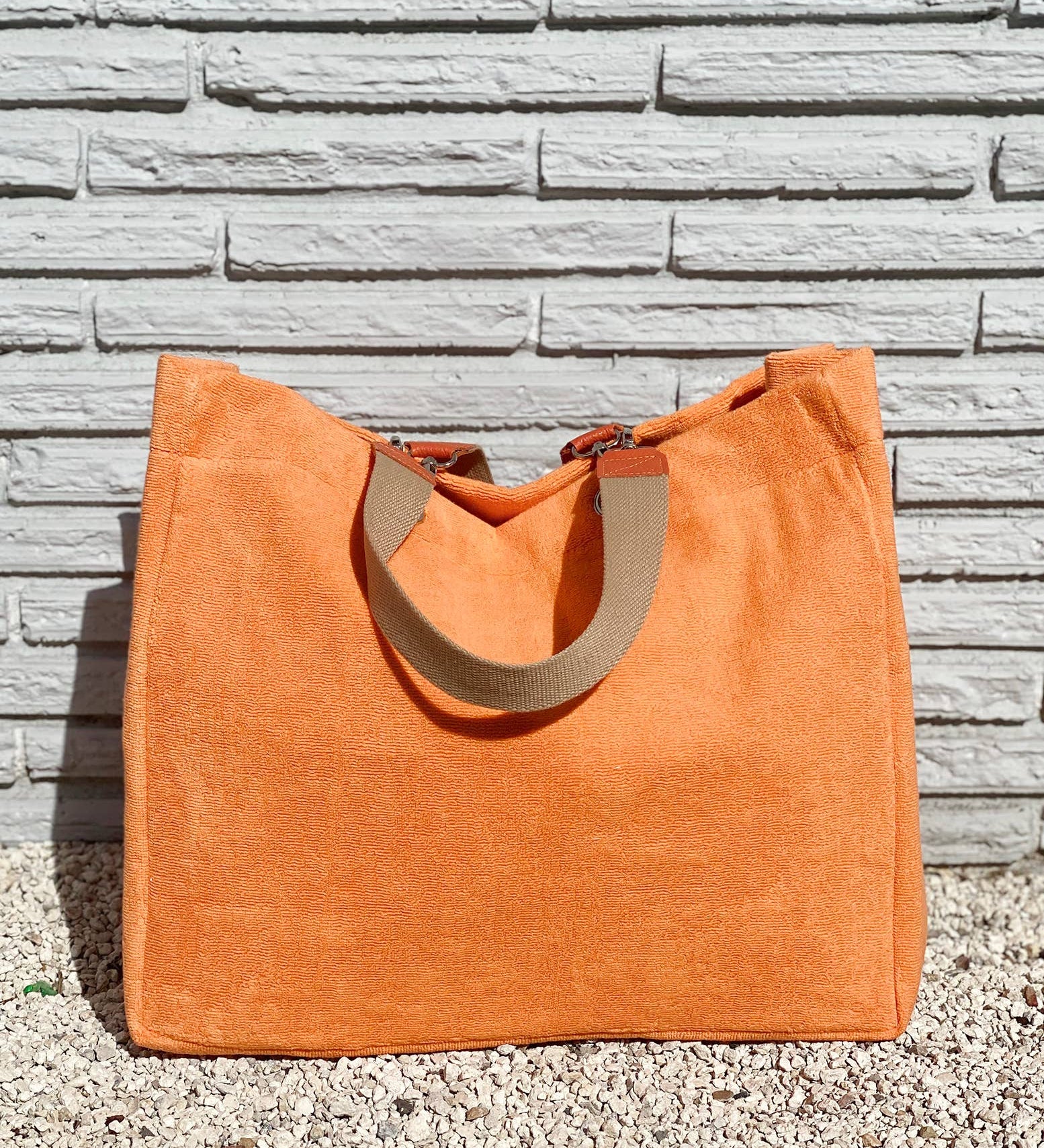 Solid Terry Plastic Lined Tote