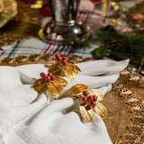 Forest Walk Holly with Berries Napkin Ring Set