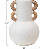 Terracotta Vase with Rattan Wrapped Handles