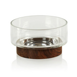 West Indies Glass Bowl on Walnut Wood Base