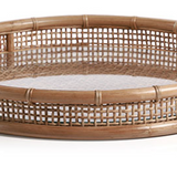 Kuta Round Rattan Serving Tray with Glass