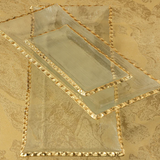 Clear Textured Rectangular Tray with Jagged Gold Rim