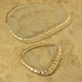 Clear Textured Organic Shape Plate with Jagged Gold Rim