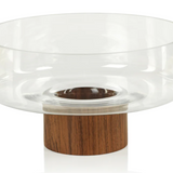 West Indies Glass Bowl on Walnut Wood Base