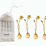 Brass Spoons w/ Flower Handles Set