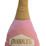 Cotton Bottle Shaped Pillow w/ Embroidery, Pink & Gold Color